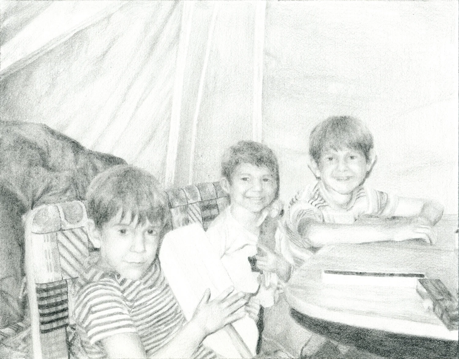 Untitled (Camping 10), graphite on paper, 2.5" x 3.5", 2010