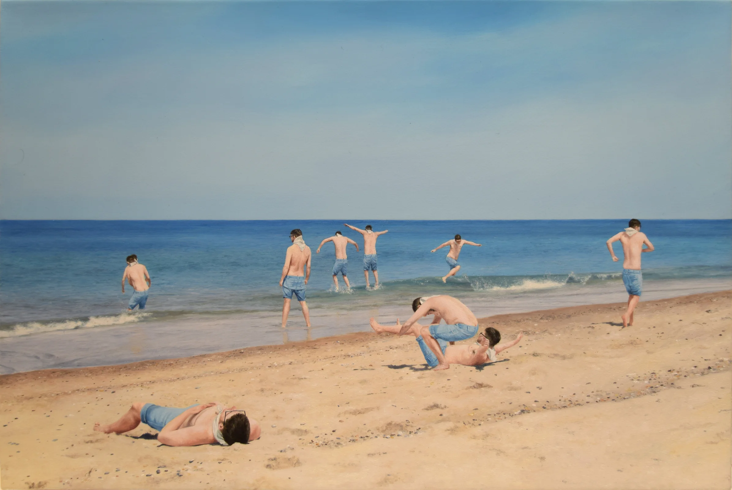Untitled (Jumping into the Atlantic), 8”x12”, oil on canvas, 2018