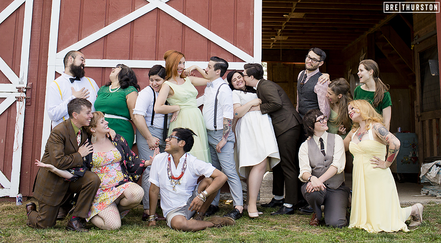  ...or let your bridal party do their own thing! Jen and Shaena's bridal party each wore their own outfits and the combination exuded great personality and unique style. 