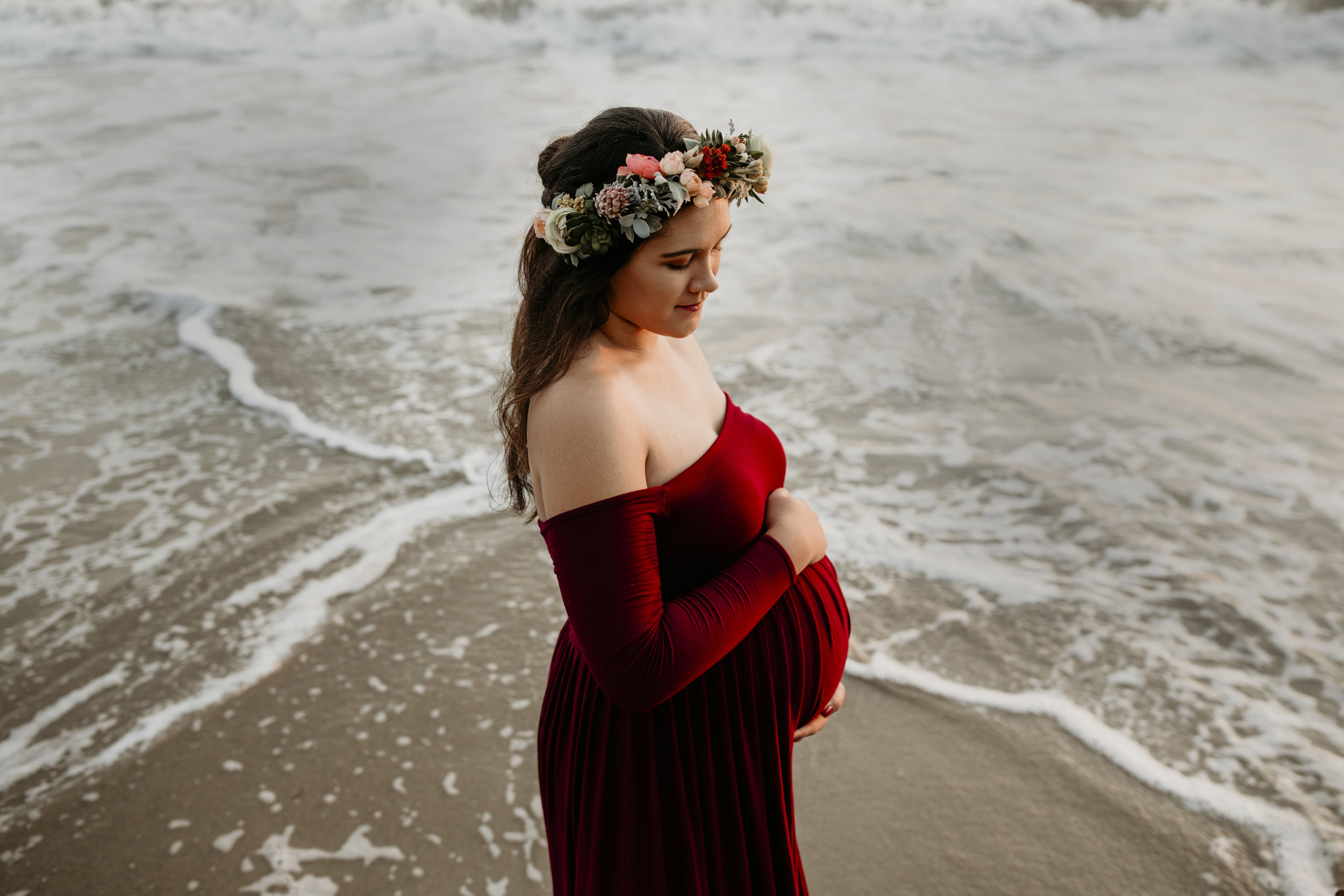 photographer bre thurston | san francisco bay area california | lifestyle maternity photography | outdoors on location beach mermaid flower crown and sunset shoot