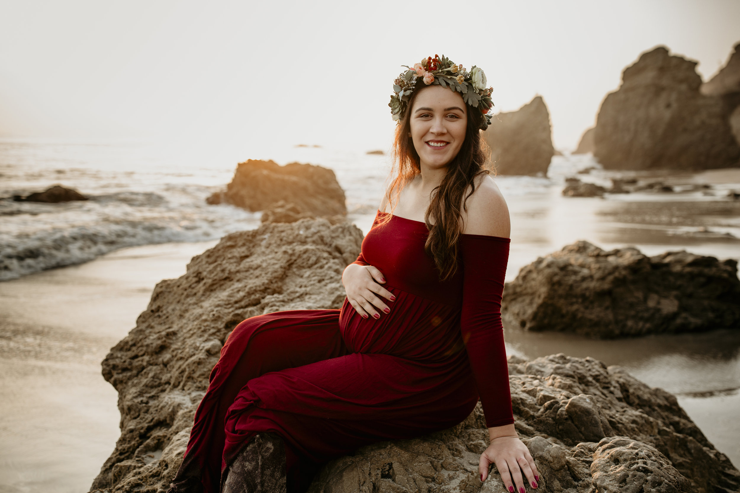 photographer bre thurston | san francisco bay area california | lifestyle maternity photography | outdoors on location beach mermaid flower crown and sunset shoot