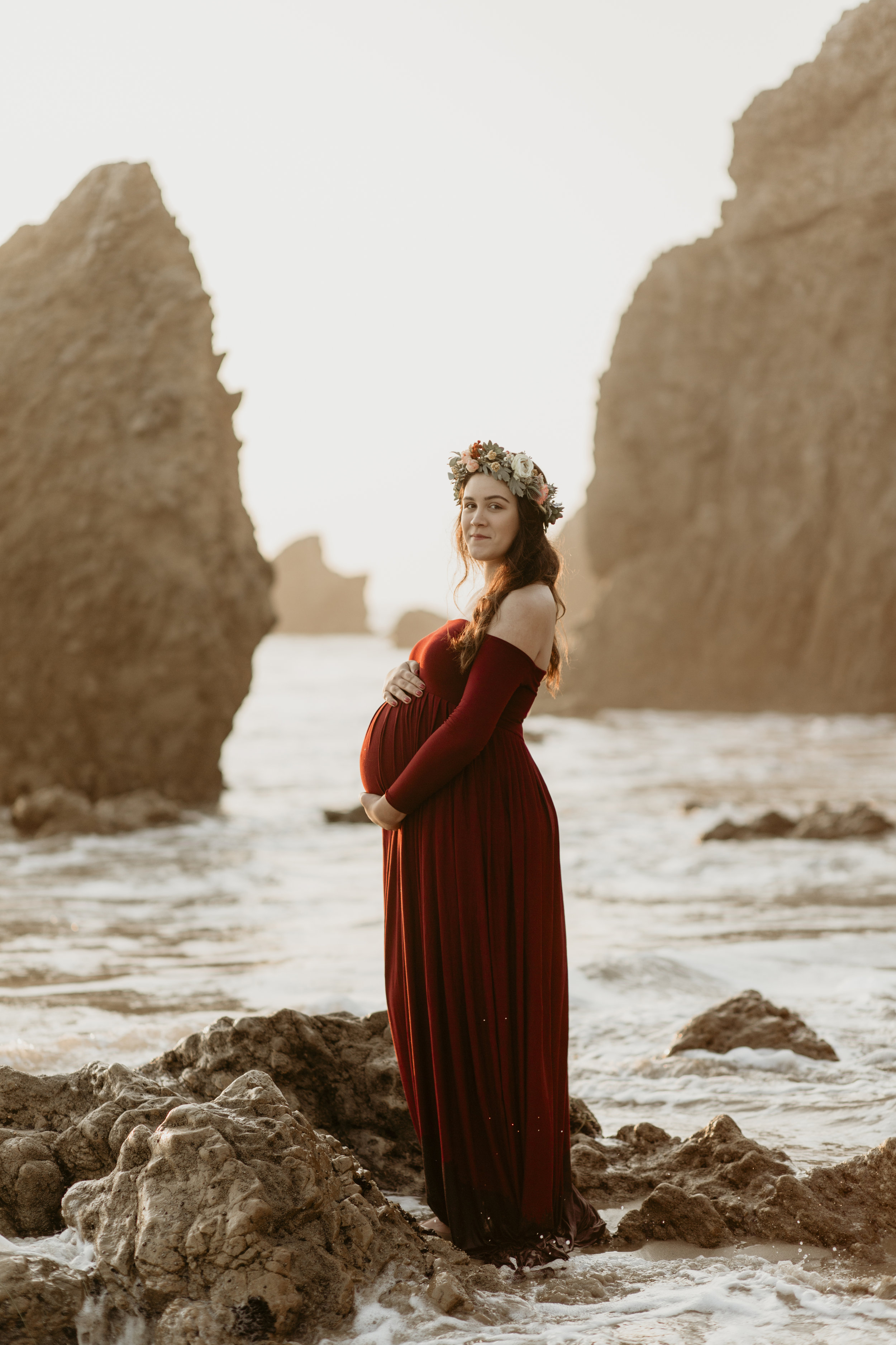 photographer bre thurston | san francisco bay area california | lifestyle maternity photography | outdoors on location beach mermaid flower crown and sunset shoot