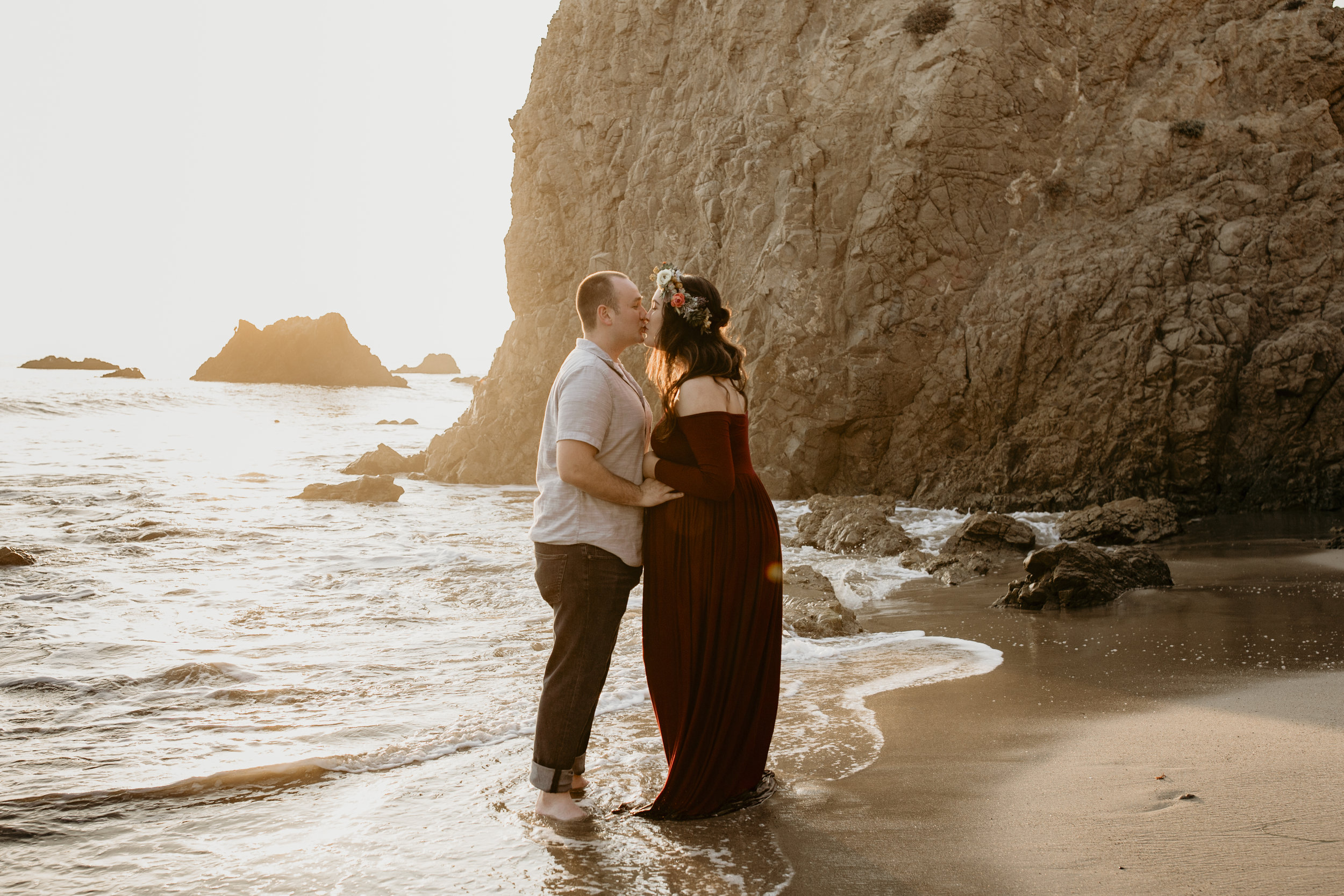 photographer bre thurston | san francisco bay area california | lifestyle maternity photography | outdoors on location beach mermaid flower crown and sunset shoot