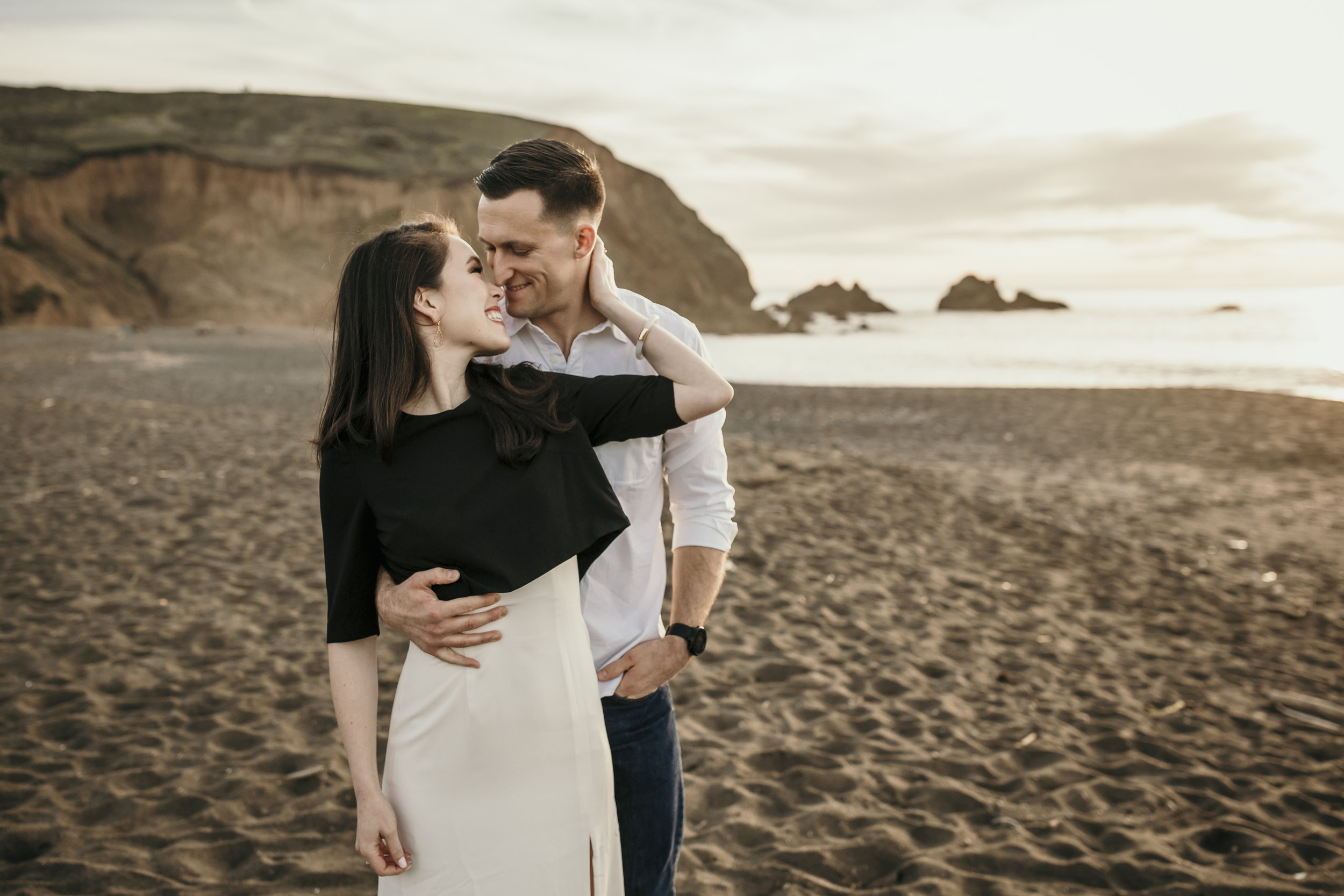 san francisco engagement + wedding photography by bre thurston | outside lifestyle photographer in the bay area | engaged couple on the beach at sunset