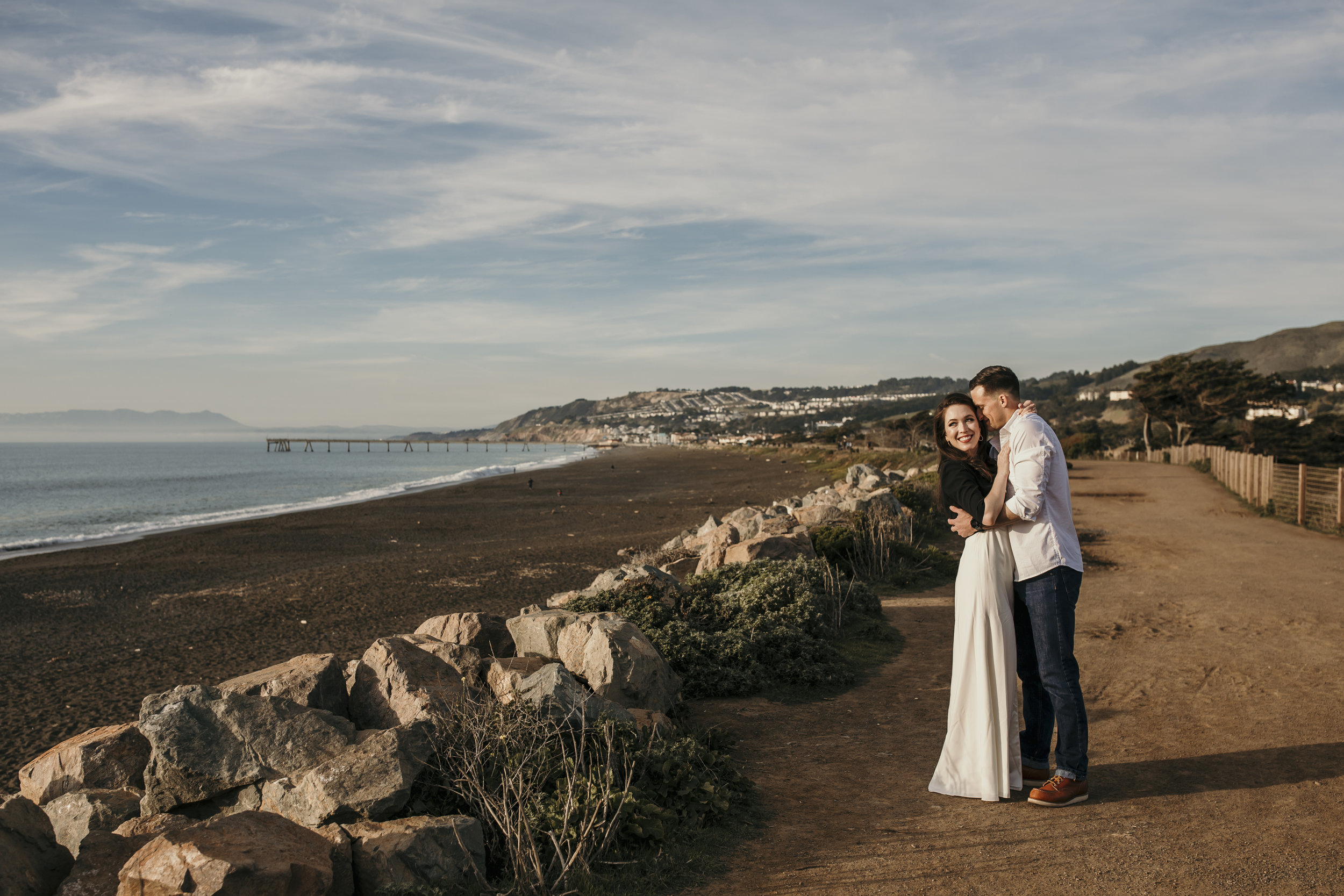 san francisco engagement + wedding photography by bre thurston | outside lifestyle photographer in the bay area | romantic engaged couple on the beach at sunset