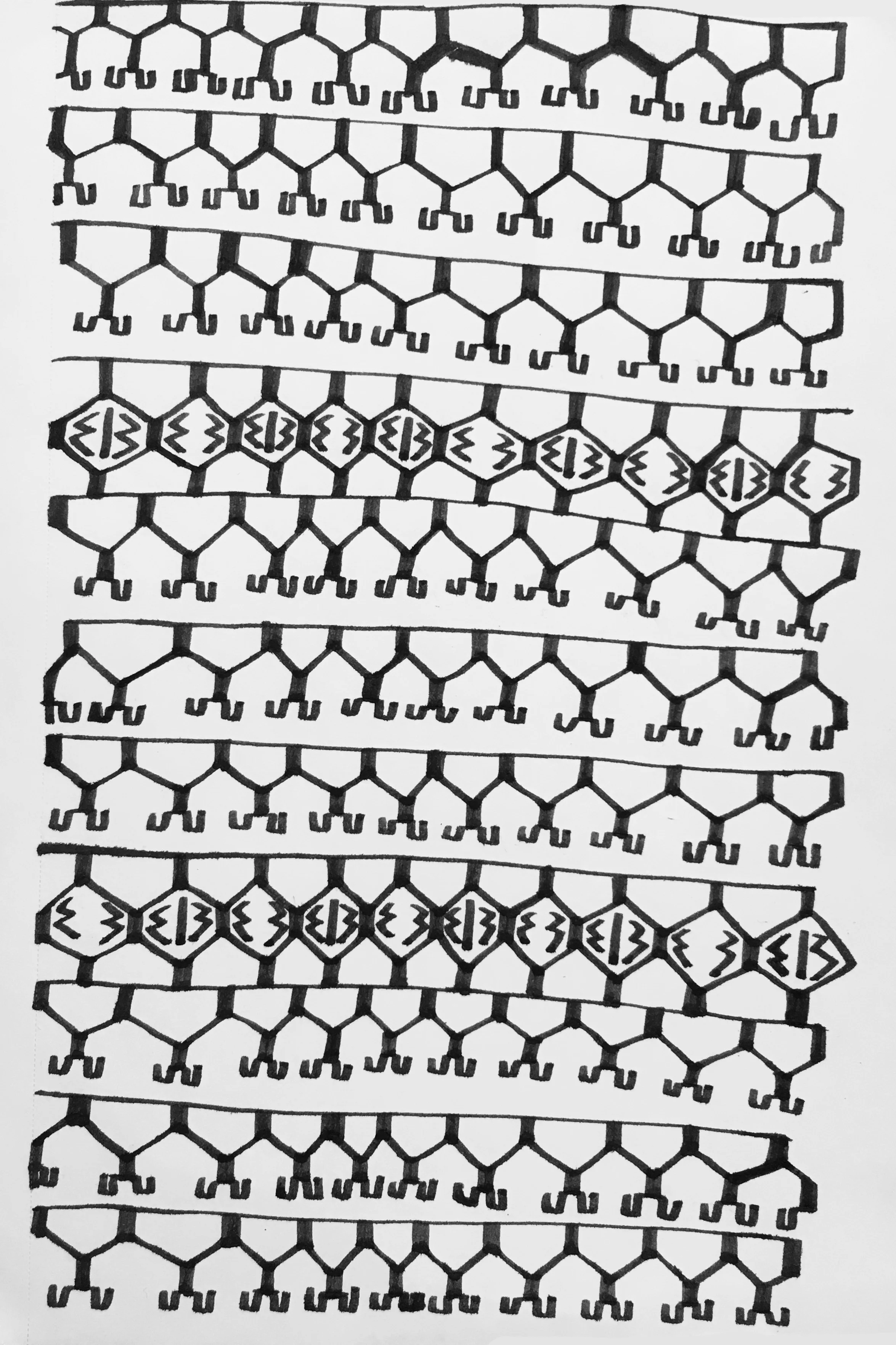 Alphabet ink on paper 9 x 6 inches
