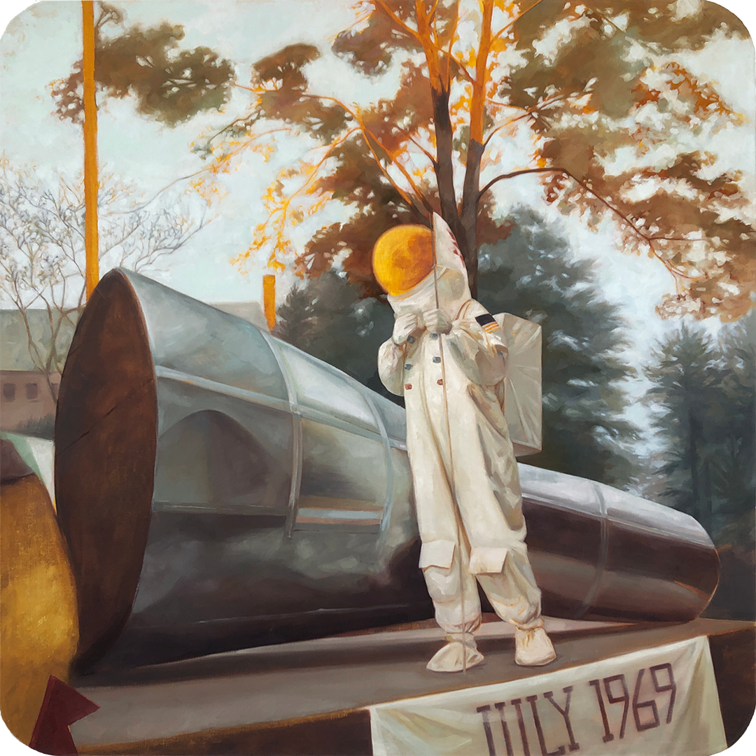 PRESIDENT NIXON’S OPPORTUNITY TO BRIDGE THE ‘LUNAR GAP’ (Dec. 1, 1969) Oil on linen-mounted panel 48” x 48” 2022 Private Collection