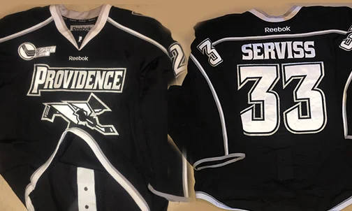 Providence College Hockey East Game Worn / Used Jerseys Made by Reebok. These jerseys have everything sewn on and do have a fight straps. Crest and all patches are all sewn on. This jersey was worn in 2011/12,2012/13 & 2013/14 season.