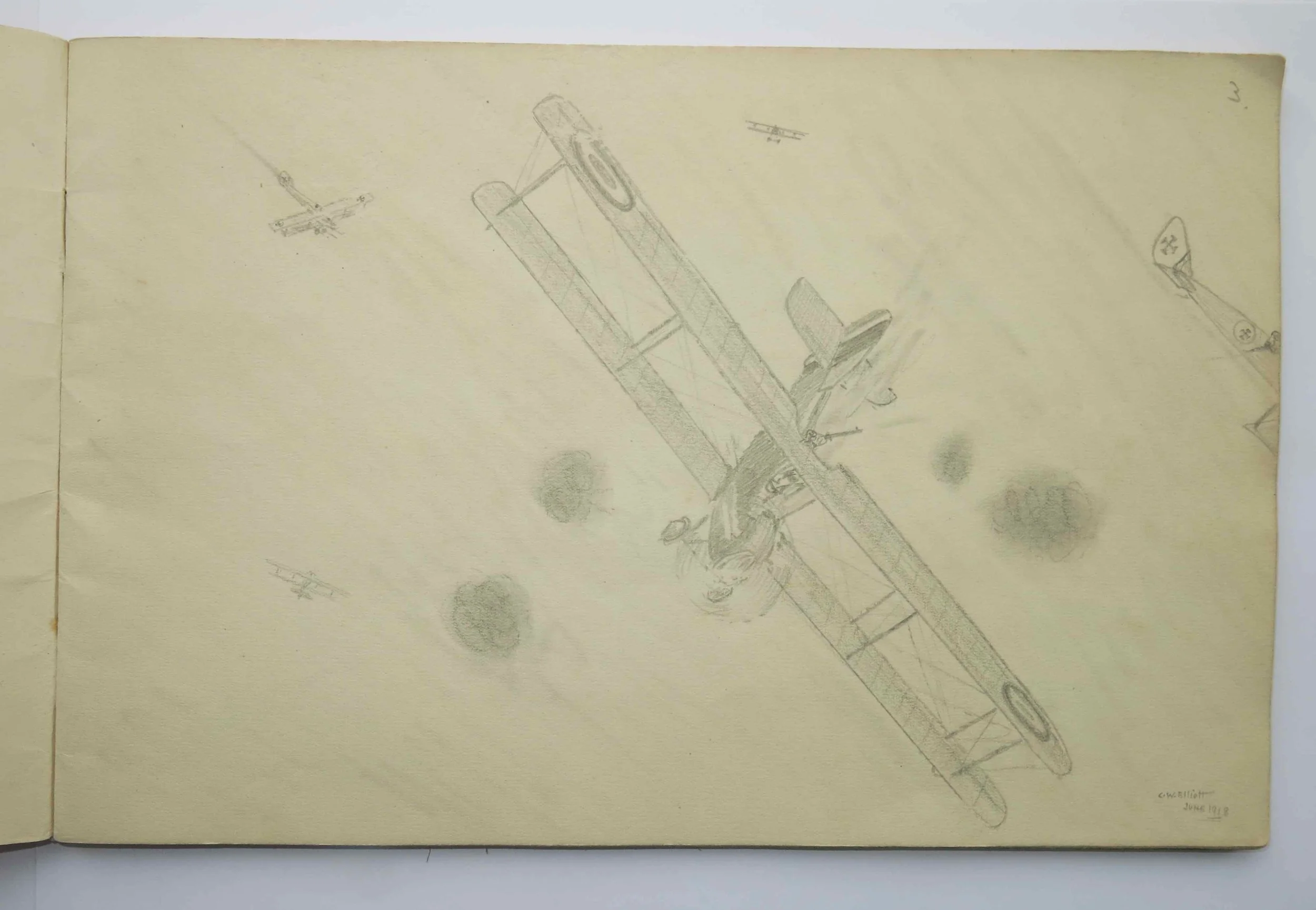 III. British Biplane attacked by Hun Scouts.