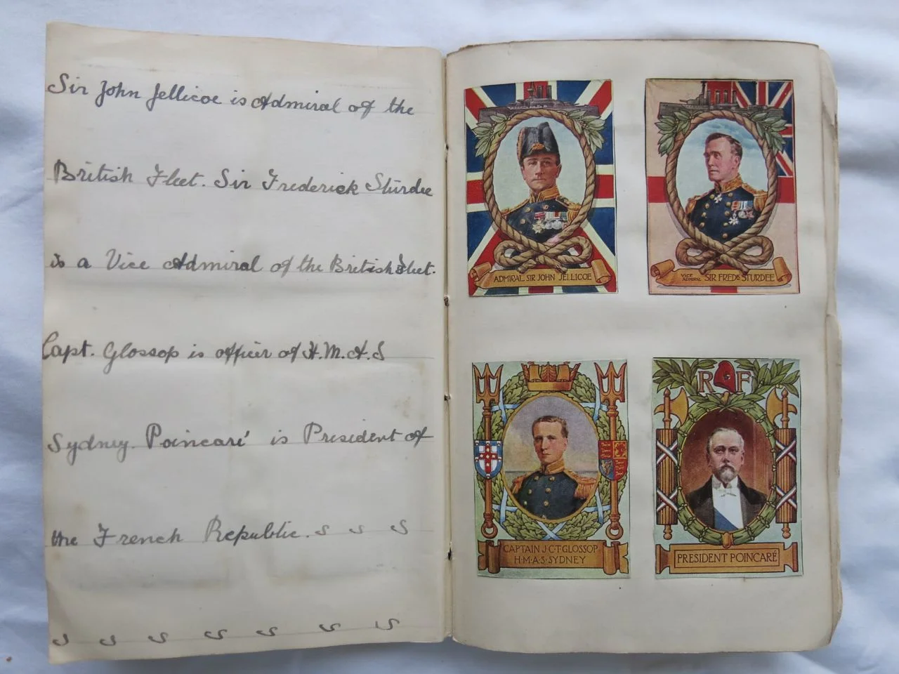 Admiral Sir John Jellicoe, Vice-Admiral Sir Fredk Sturdee, Captain J.C.T. Glossop HMAS Sydney, President Poincare