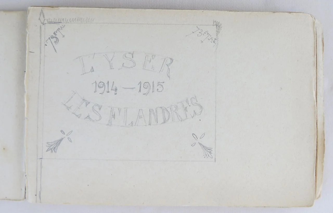 Back page, upside down. A practice title page, overtaken by events as the war progressed.