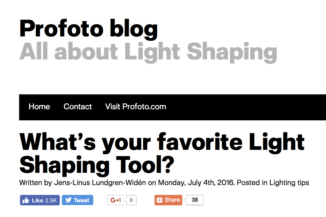 Interview for Profoto: What's your favorite Light Shaping Tool