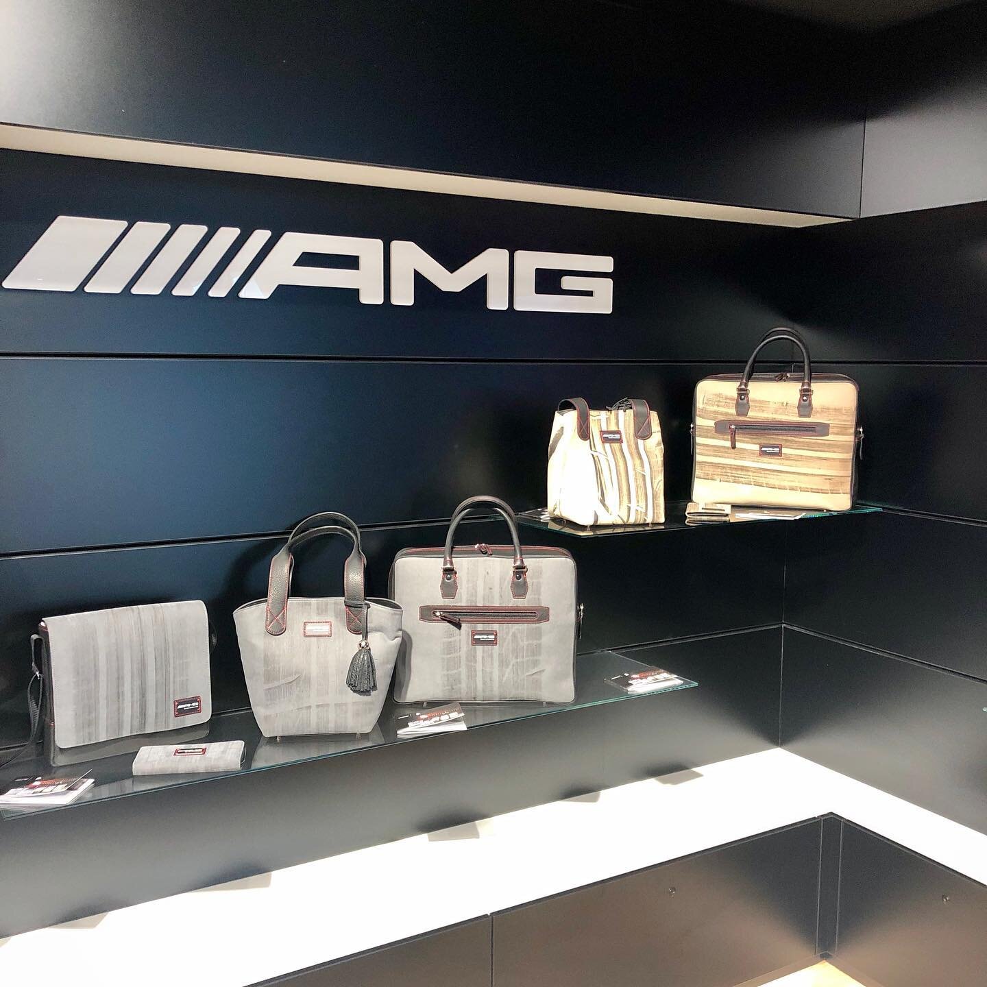 AMG Burnout-Bags at the 24H Race N&uuml;rburgring Mercedes-AMG Lounge. Handcrafted in Germany.  @mercedesamg  @mercedesbenzme  @24h_rennen_nbr  @24hnbr