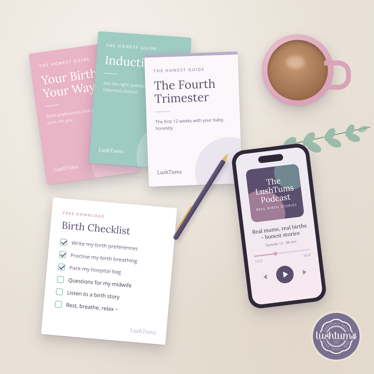 Illustration of learn from home PDFs and checklist with cup of tea, mobile phone and pen