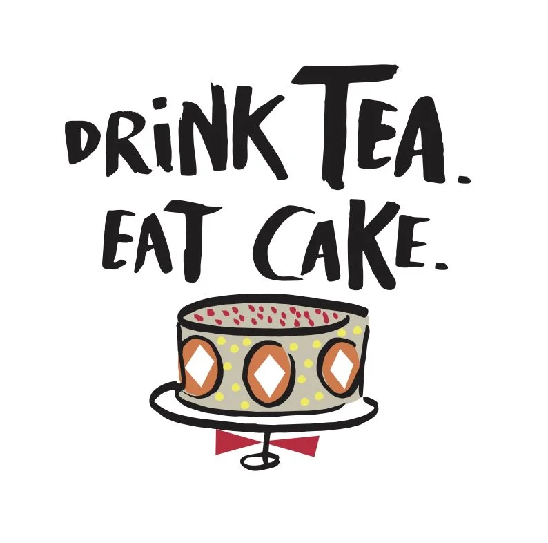 Drink Tea. Eat Cake. Giant sized mugs designed by Lizzie Lees for the Ben de Lisi Debenhams Home range. ©  Debenhams Plc.