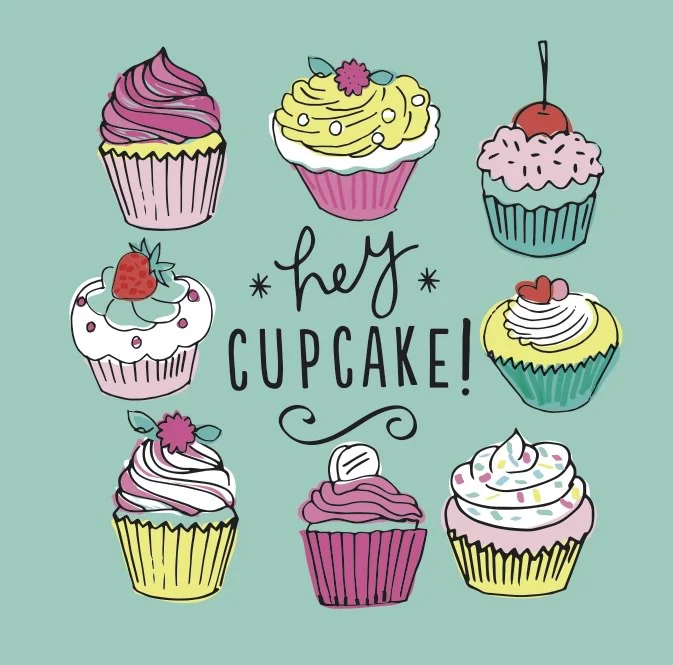 Hey Cupcake! Quirky cupcake illustration designed by Lizzie Lees for Debenhams. © Debenhams Plc.