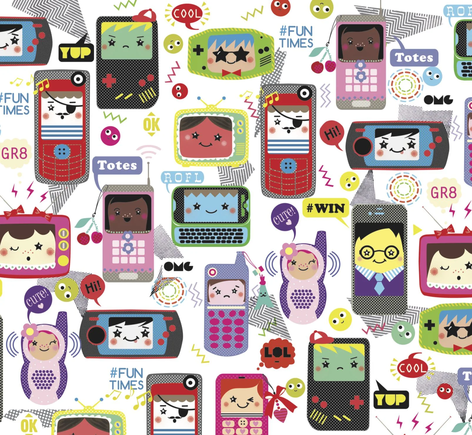 Technology computer themed print designed by Lizzie Lees for Paperchase. © Paperchase Ltd.