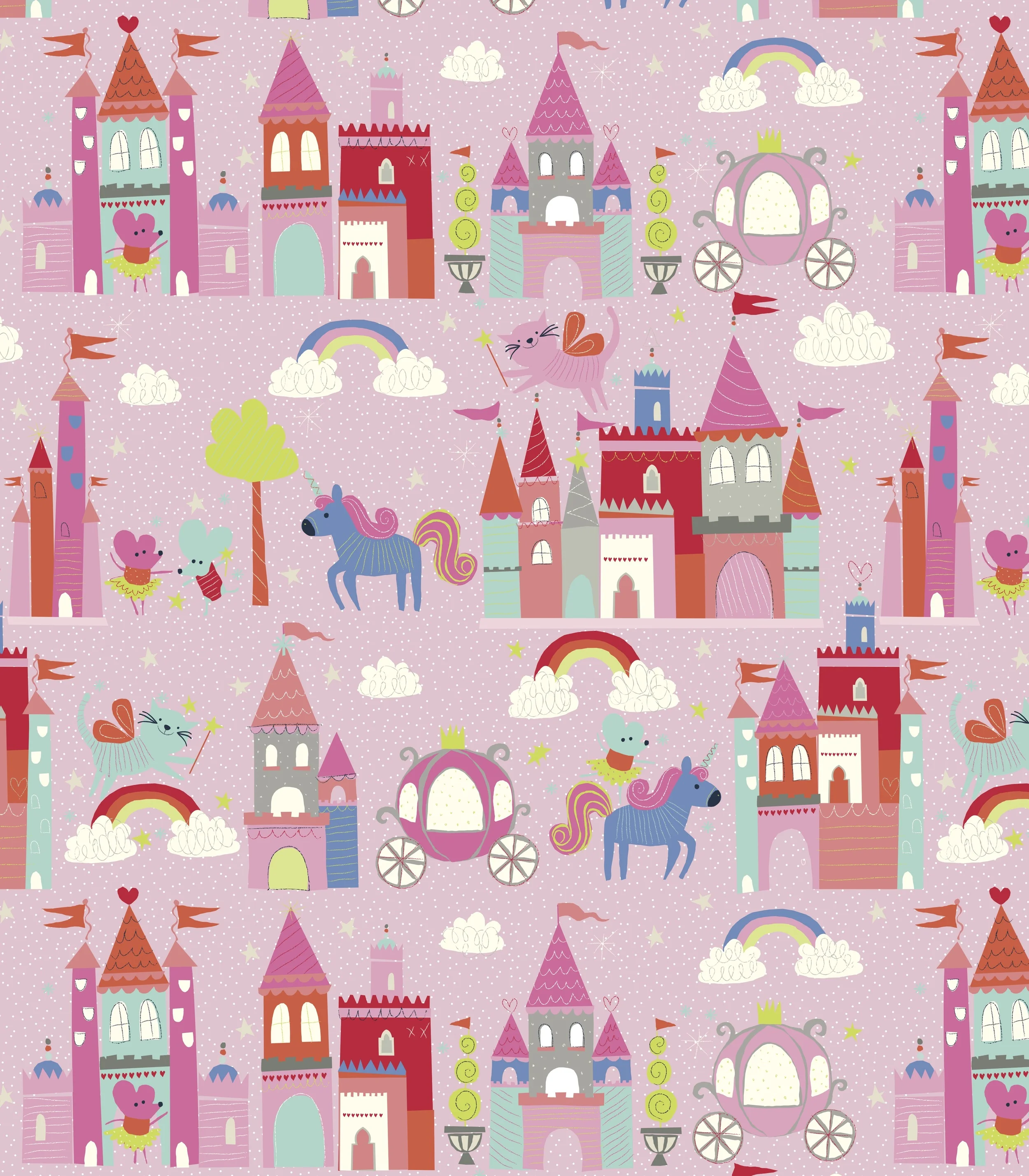 Reversible Fairy and Castle bedding design by Lizzie Lees for Debenhams Blue Zoo kids range. © Debenhams plc.