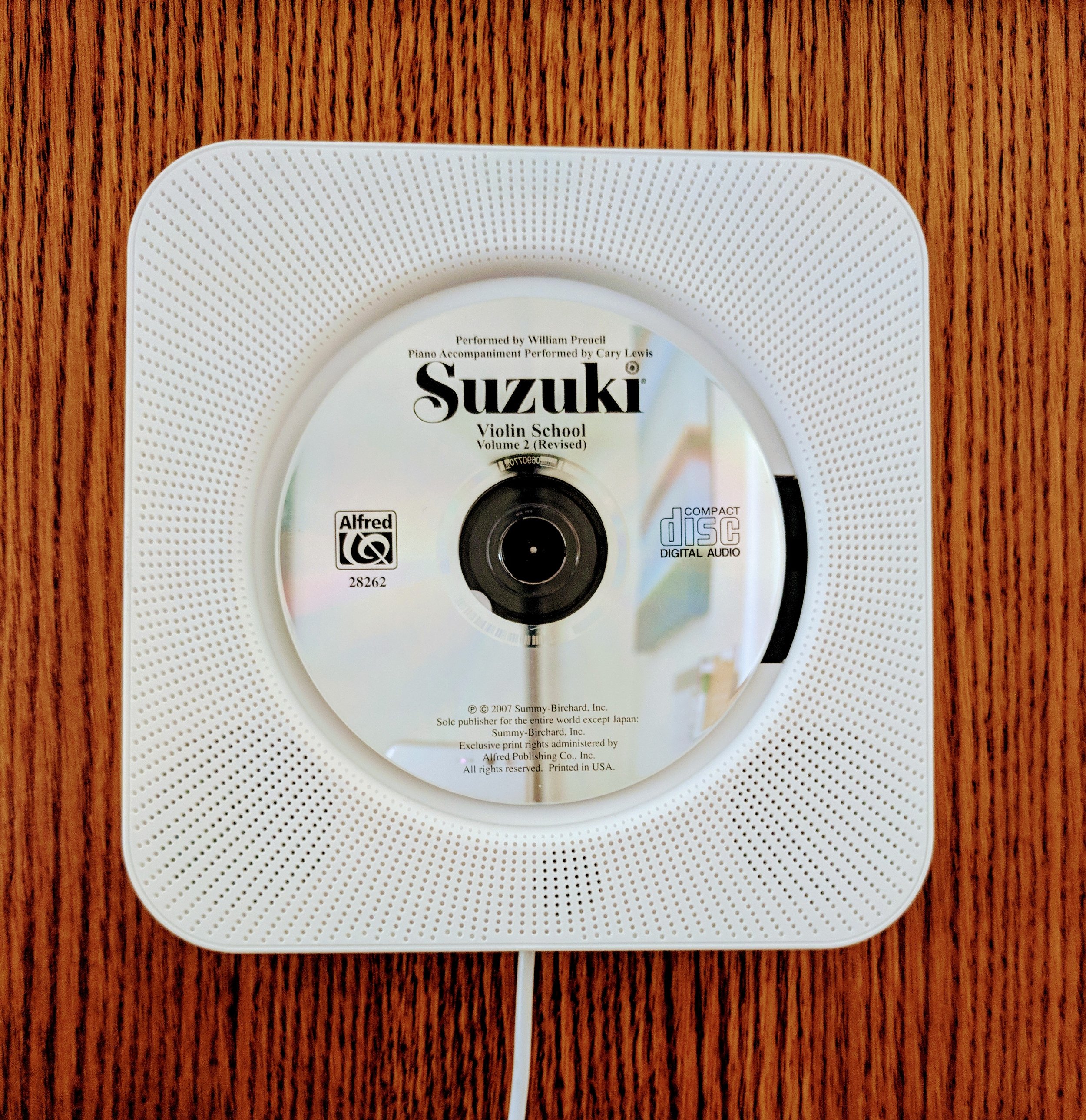 This inexpensive wall-mounted CD player has a pull cord, a fun and attractive feature for students