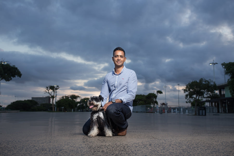 ceo portrait shoot with dog  at moses mabhida durban rbadal photography at