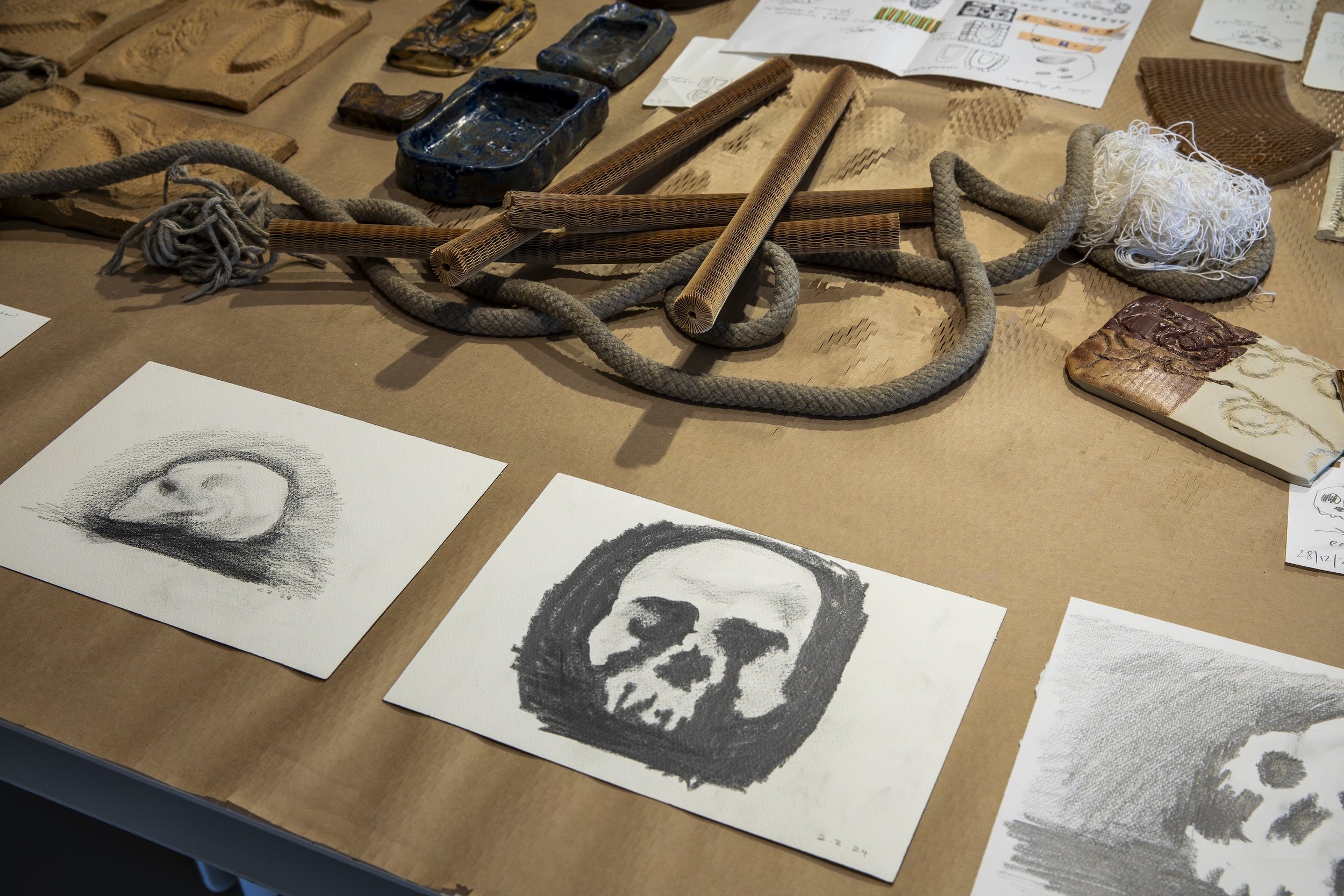  Detail of installation table showing drawings, materials and samples 