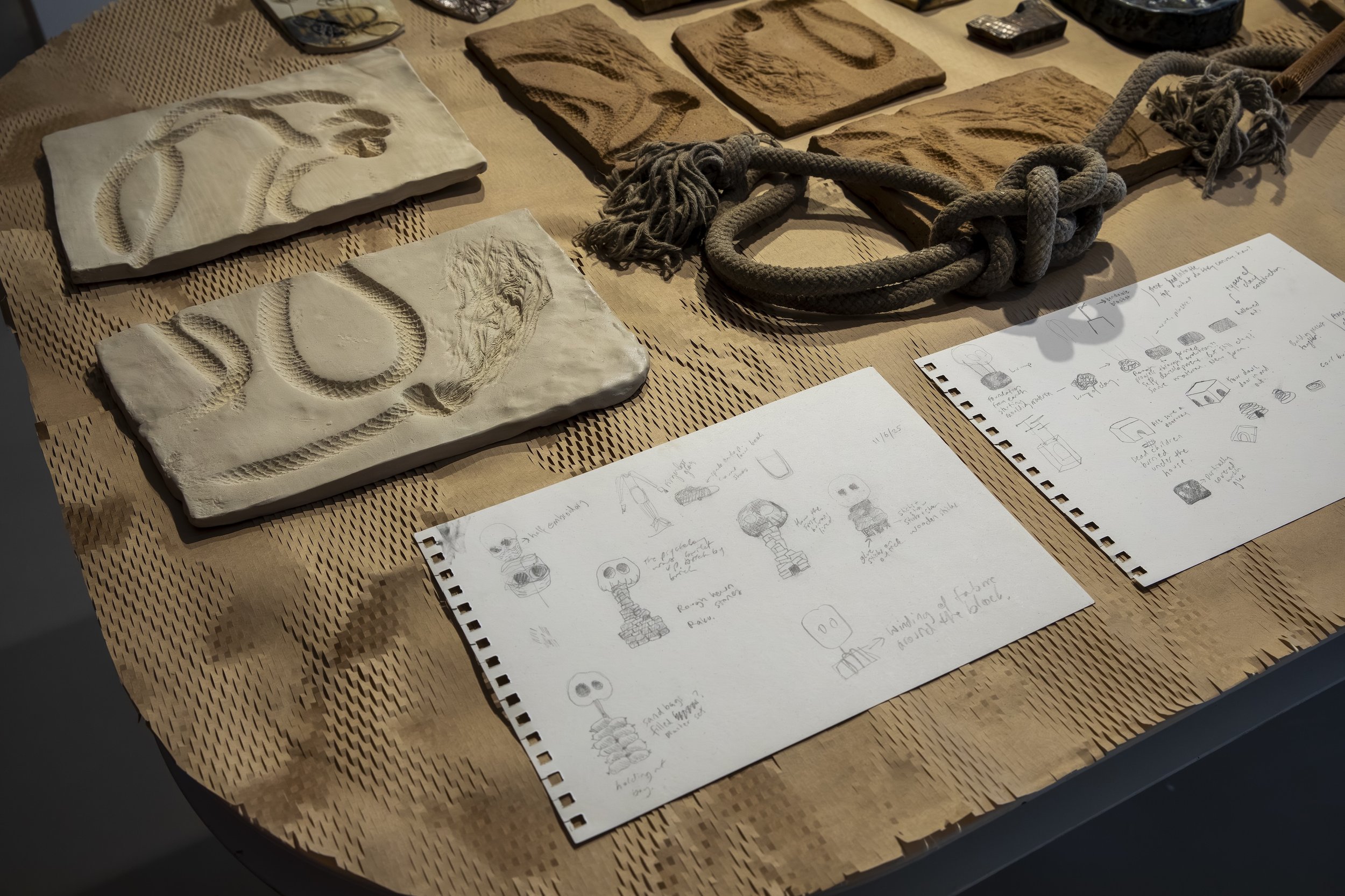  Detail of installation table showing drawings, materials and samples 