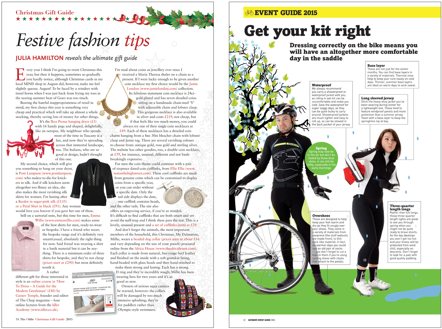 The Oldie Christmas Gift guide where they wanted it to be a little more traditional A simple studio photoshoot I directed then illustrated to make it look a bit different