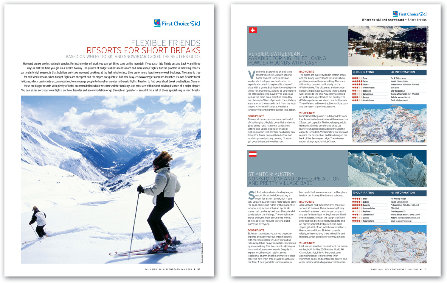 Advertising supplement I designed for First Choice Ski Holidays in conjunction with Daily Mail Ski and Snowboard Magazine