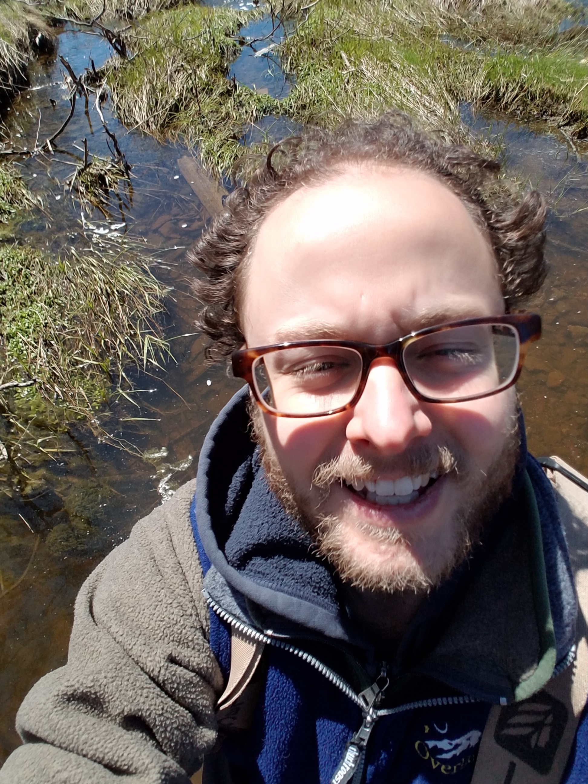 All layered up in a great spot for crayfish catching - Maine