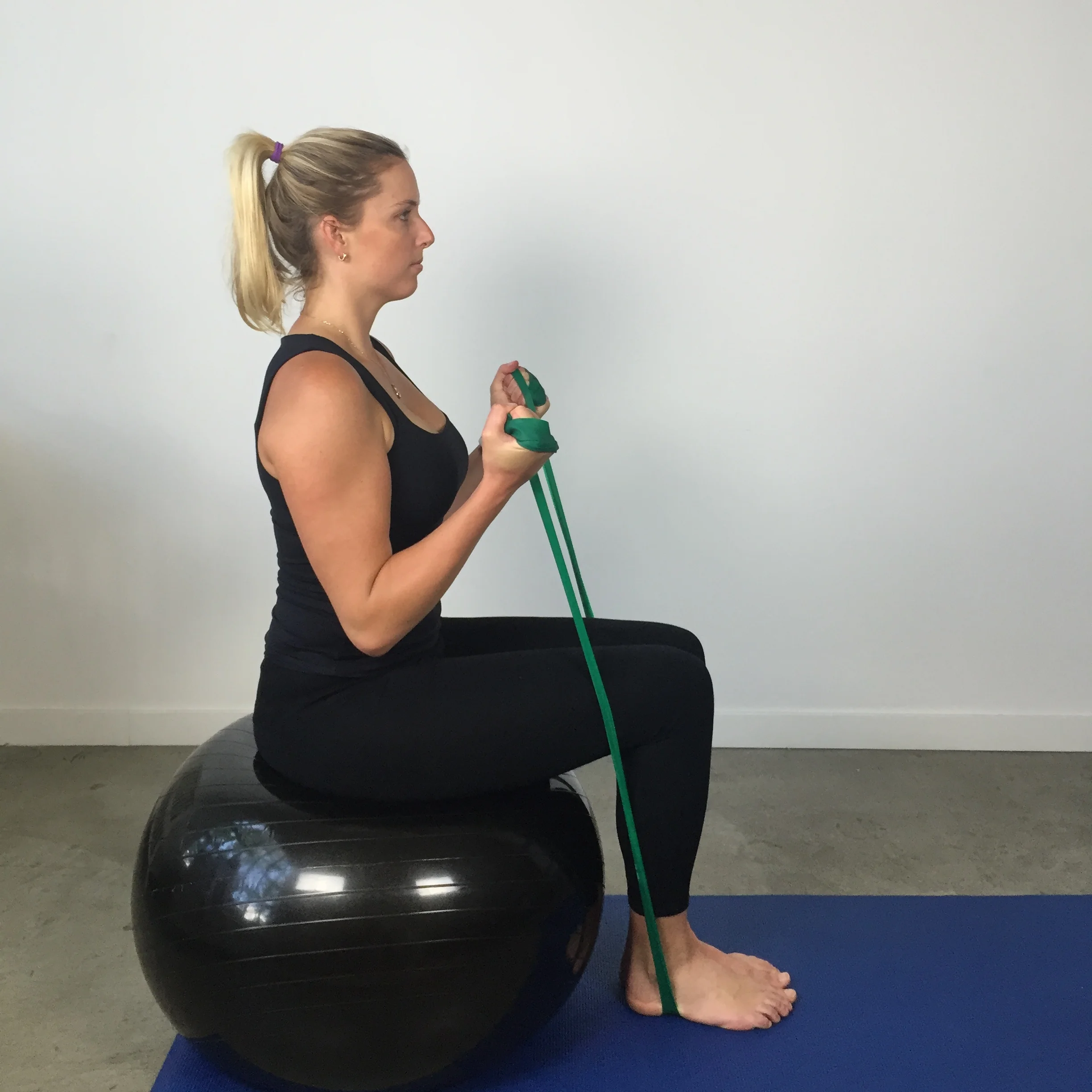 Sitting Bicep curl w theraband x 3