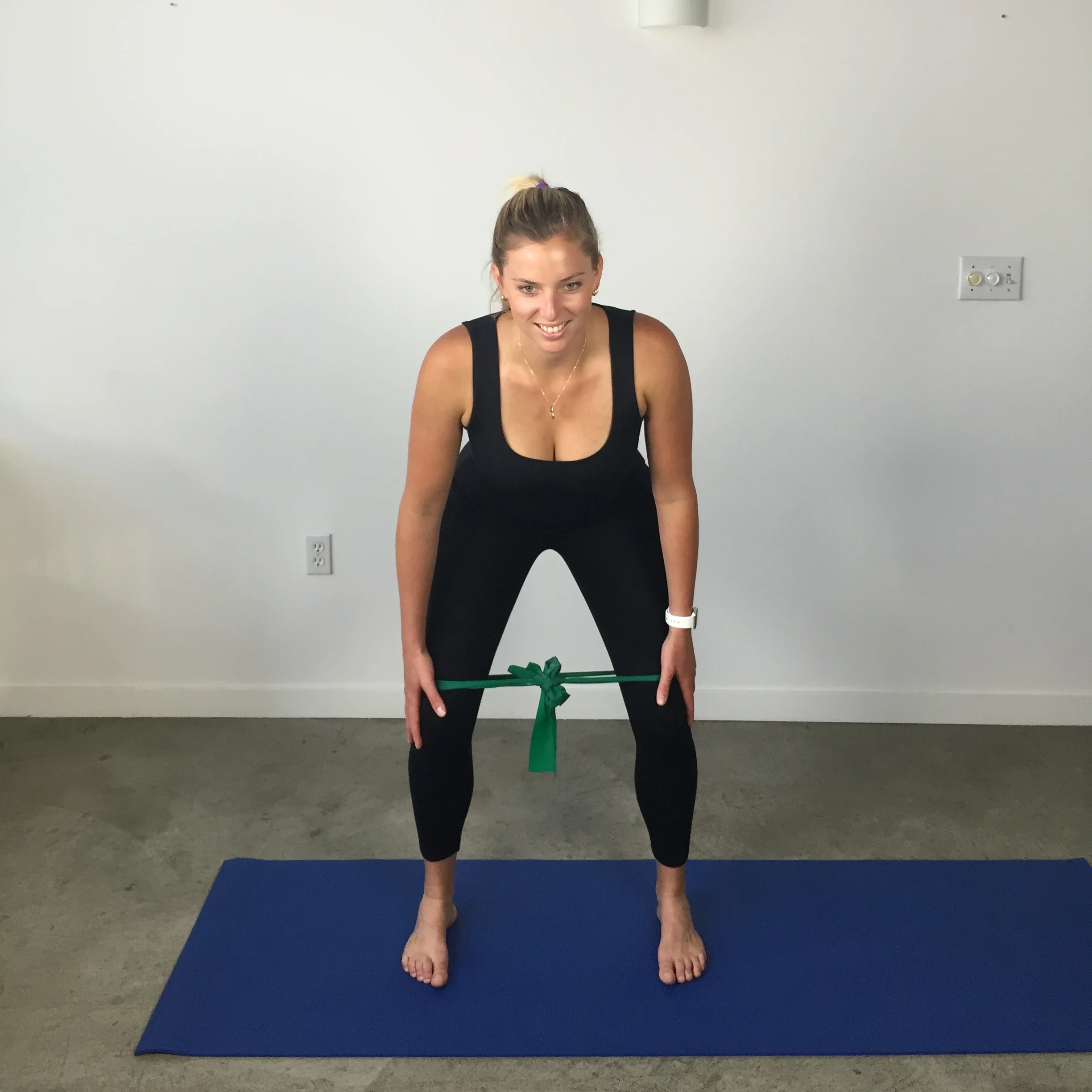 Theraband standing squat w PF x 3
