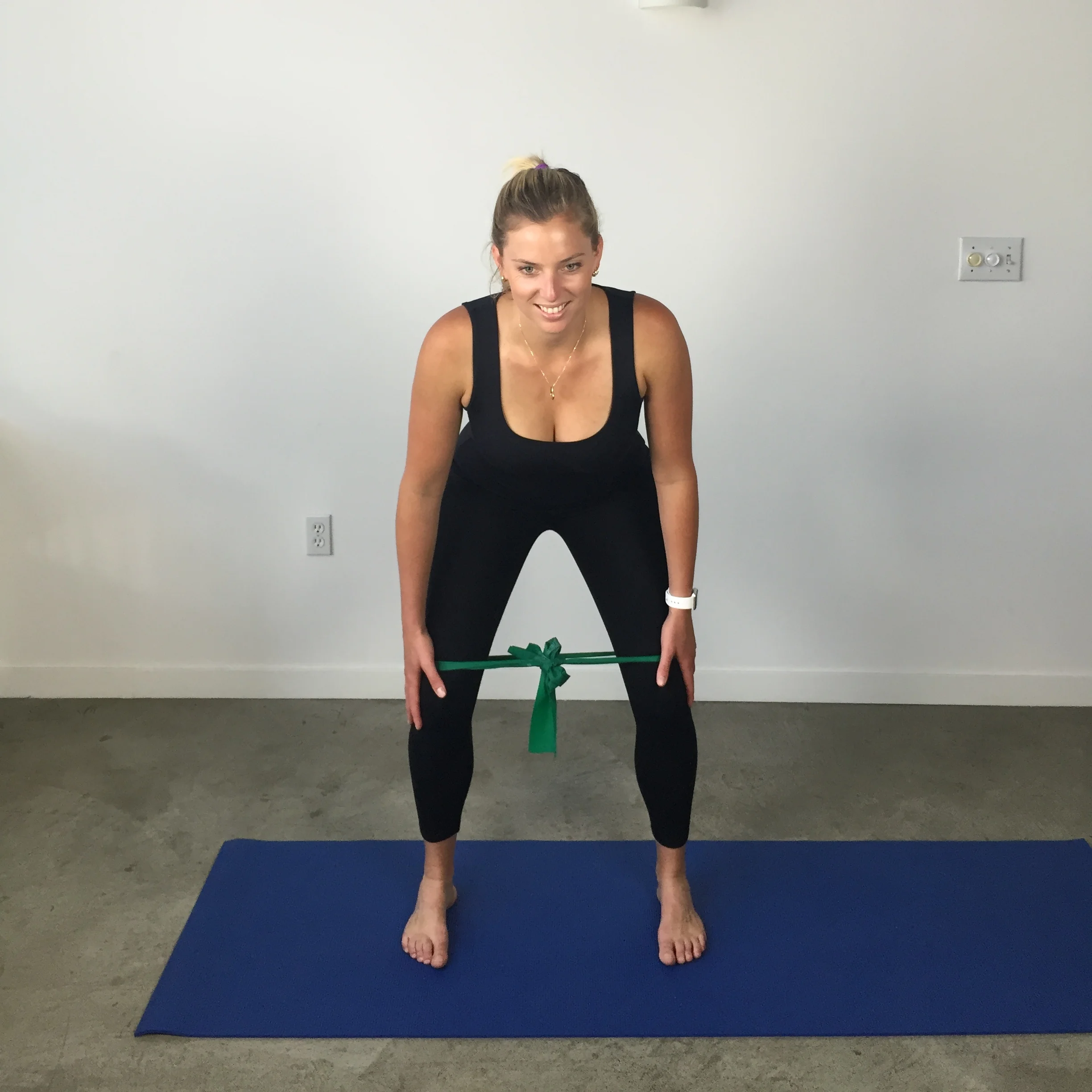 Free standing squat w theraband x 2