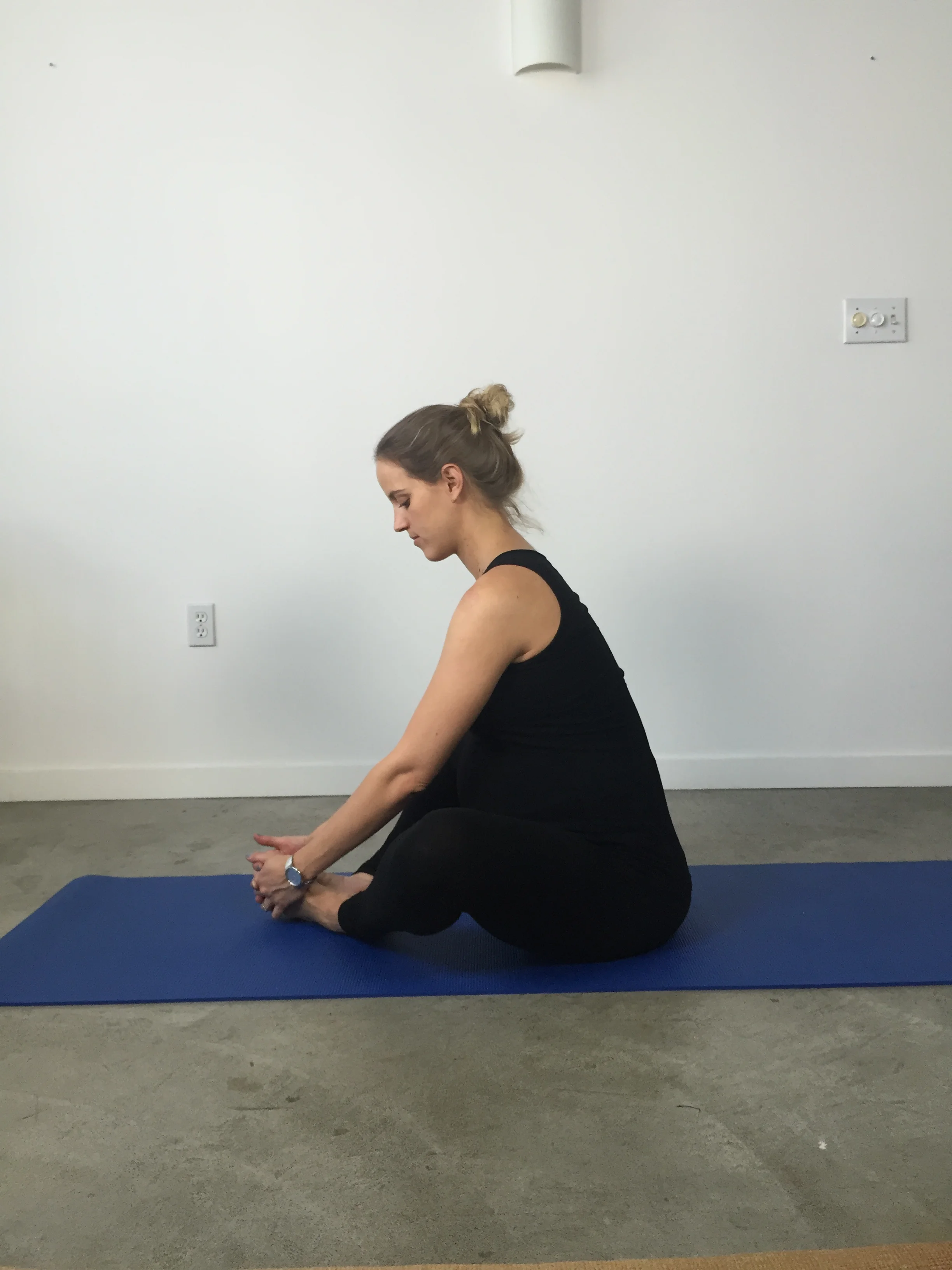 Sitting groin stretch - side view