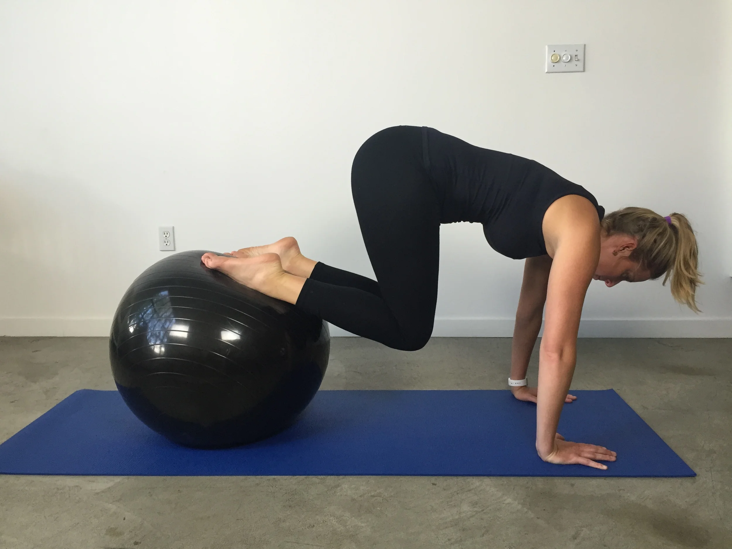 Swiss ball prone crunch