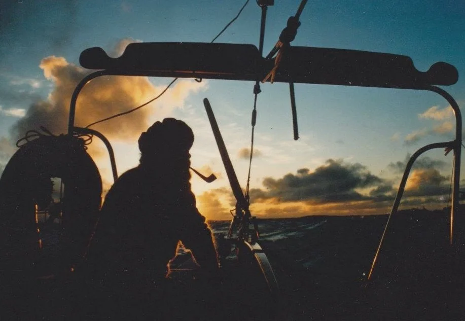 My Dad on his first crossing aboard  Scottish Fantasy, a Westsail 32