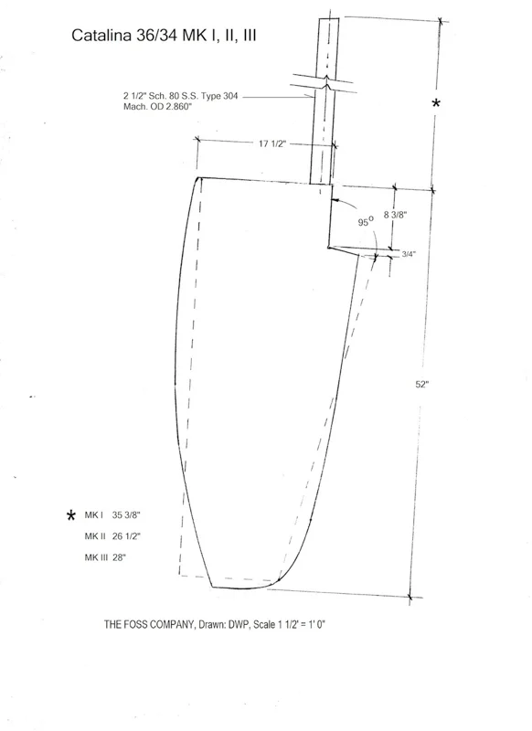 a drawing of the new rudder
