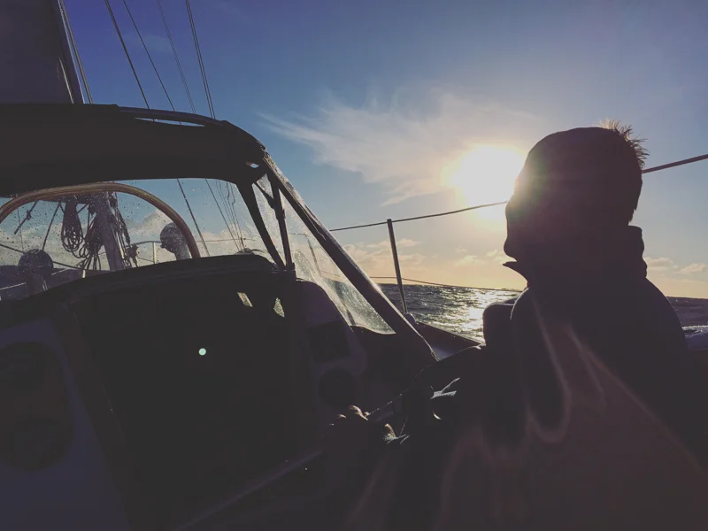 Thomas aboard his beautiful Cal 36, Runaway Blues