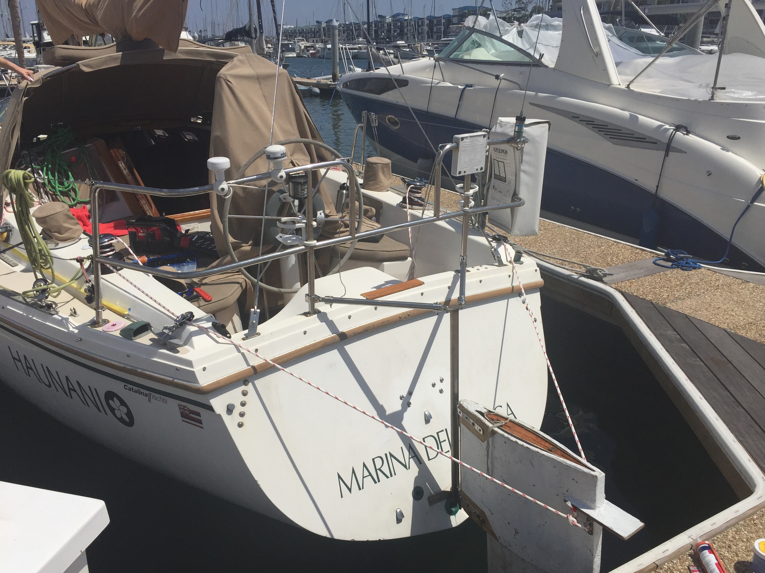 the good luck emergency rudder all rigged up