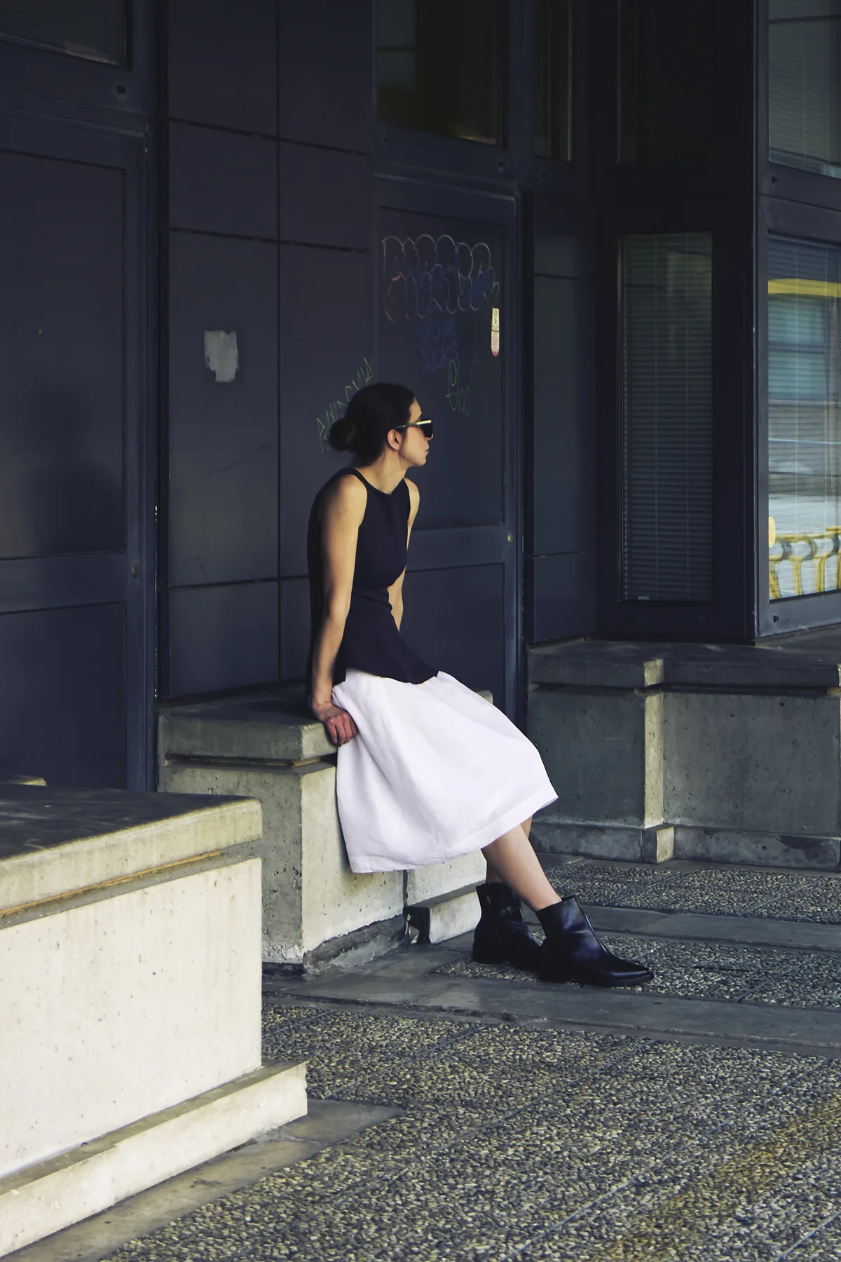 Peplum Scuba Top and Ramie Skirt