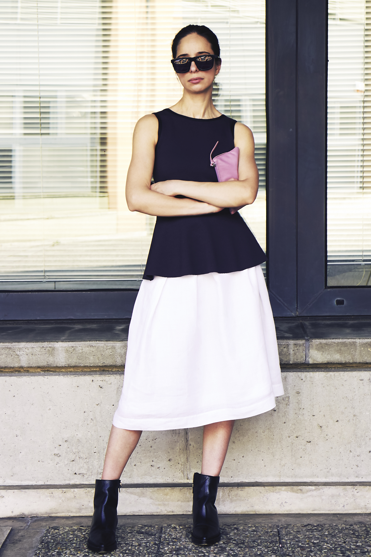 Peplum Scuba Top and Ramie Skirt