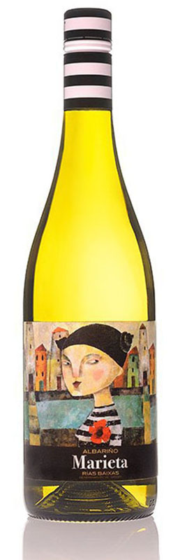 Marieta es un vino blanco semiseco monovarietal elaborado con la uva Albariño, por la bodega Martín Códax perteneciente a la Denominación de Origen – D.O. Rías Baixas. Se trata de un vino joven del año 2014.