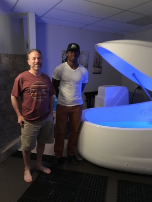 Jonathan Fisher, Roughriders professional football wide receiver after he enjoyed his float at The Float Zone.