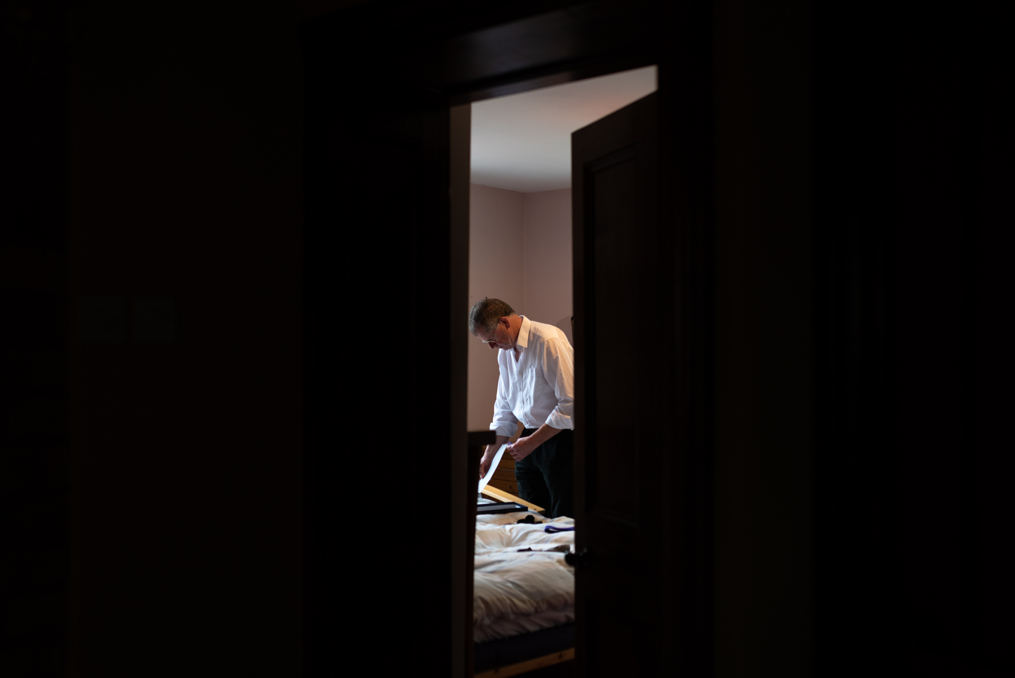 Father of bride getting ready - Powys Wedding Photography