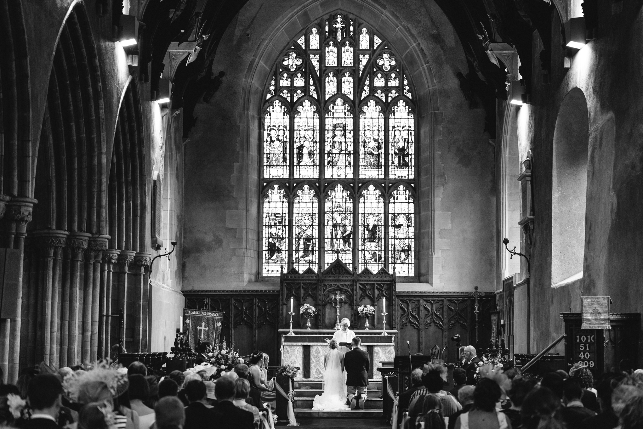 Bride and groom in church - Powys Wedding Photography