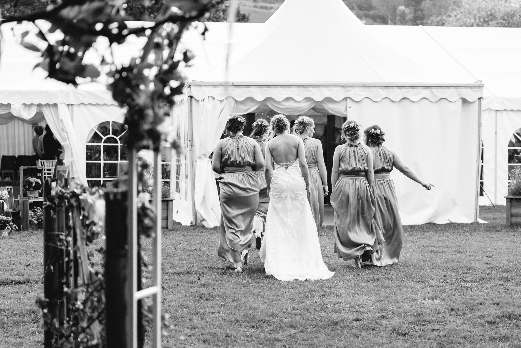 Bride and bridesmaids - Powys Wedding Photography