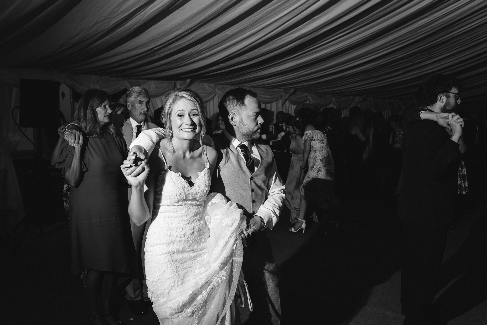 Bride and groom Ceilidh dance - Powys Wedding Photography