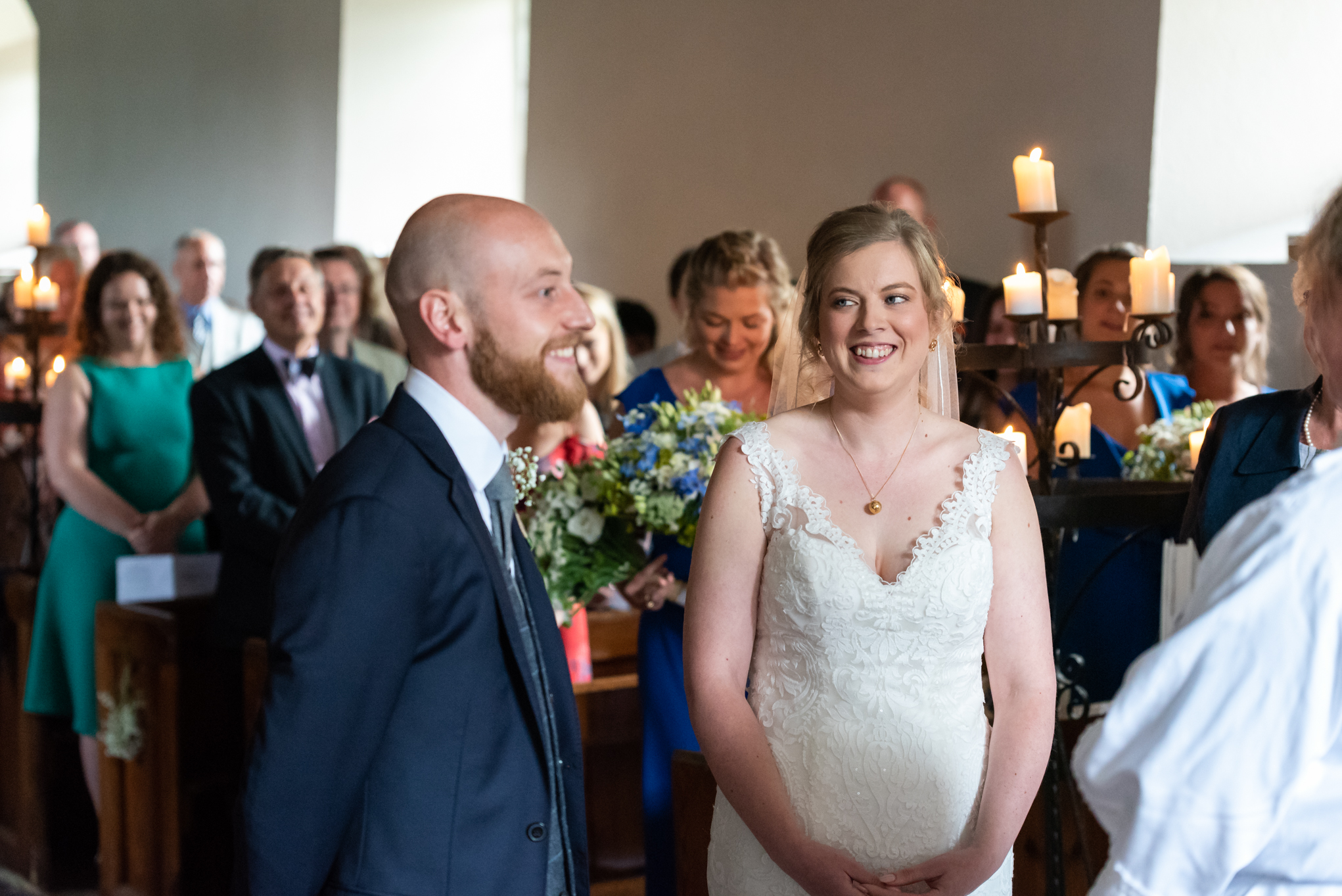Bride & Groom at altar during wedding - Powys Wedding Photography