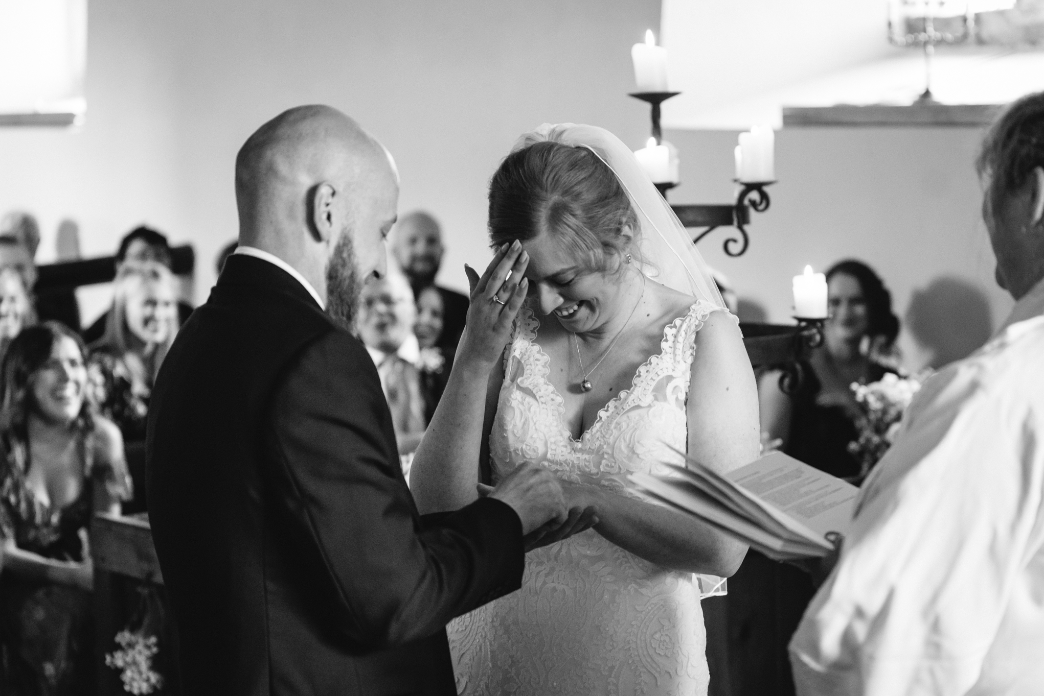 Bride & Groom at altar during wedding - Powys Wedding Photography