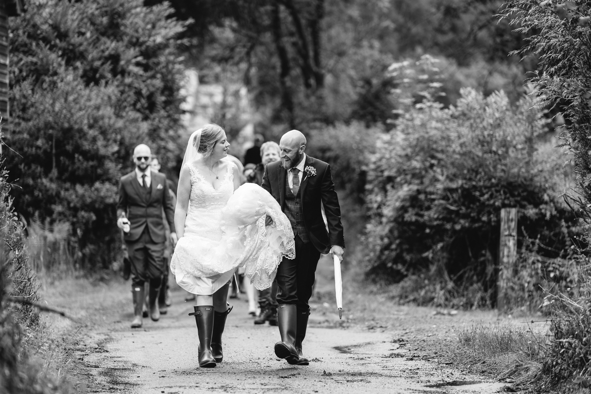 Bride & Groom walking - Powys Wedding Photography
