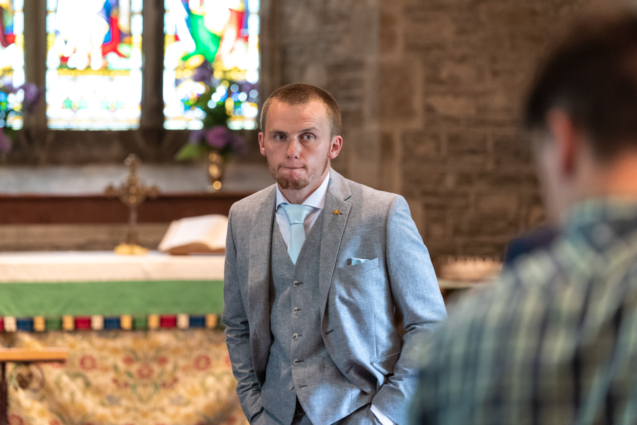 Copy of Nervous Looking Groom at Church